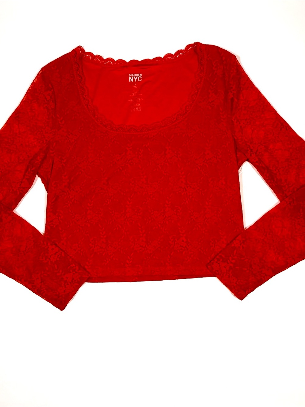 Madden NYC Red Lace Scoop Neck Top - L